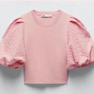 Zara Blush Pink Puff Sleeve Top